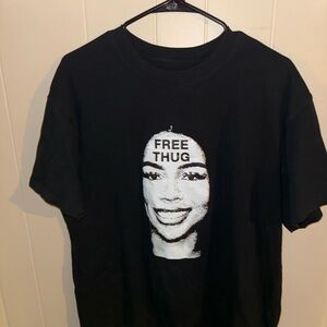 Black Graphic T-Shirt with Portrait Design (Free Thug)